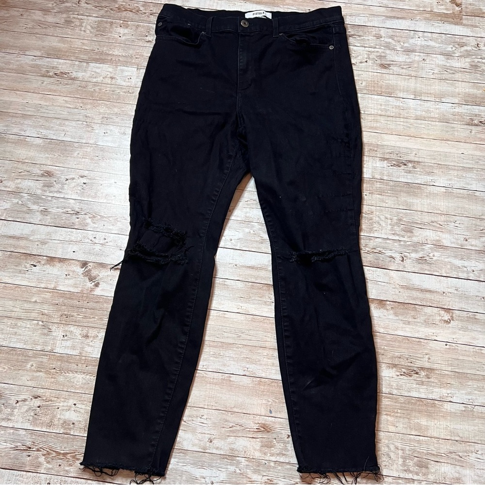 💚Pistola black distressed jeans